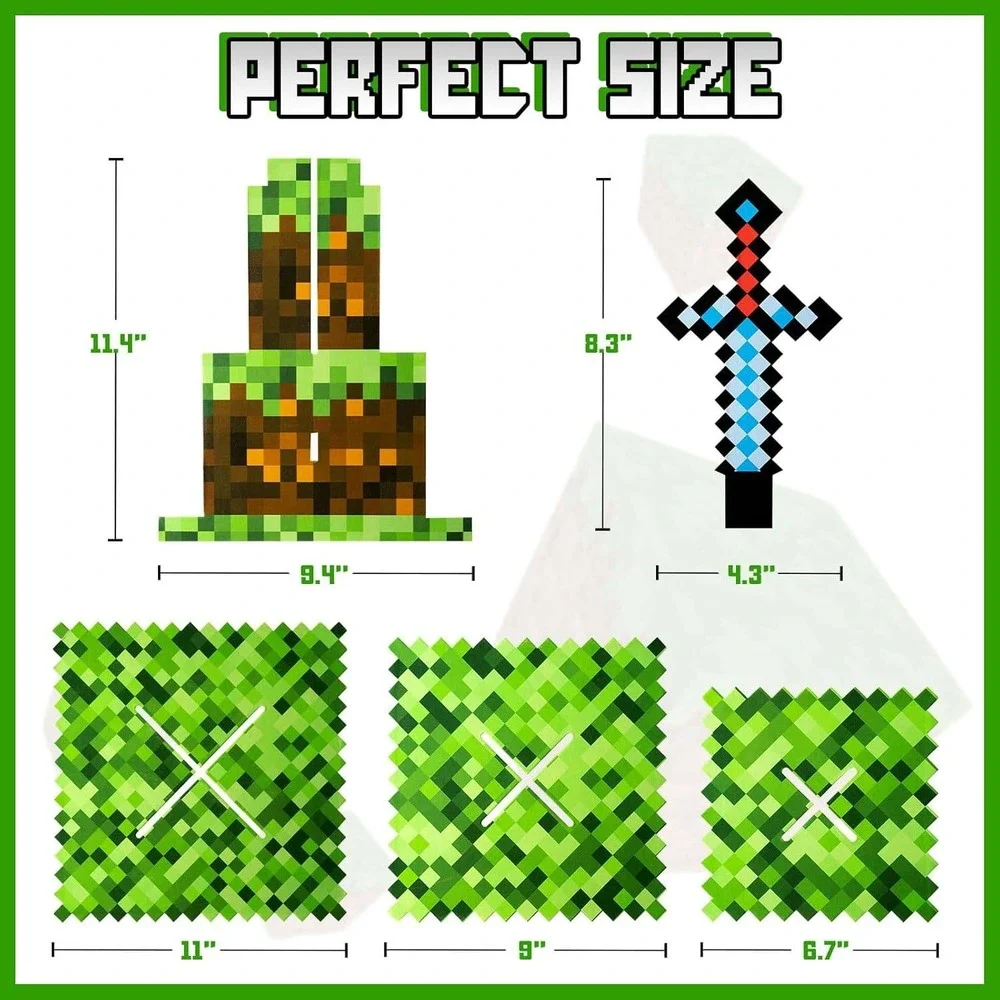 Minecraft Style Pixelated 3 Tier Cupcake Stand Gaming Party Dessert Tower NEW‎